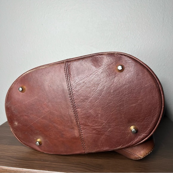 Vintage Frye Brown Leather Bucket Tote Satchel Shoulder Bag - Picture 6 of 9